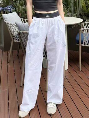 ALO Yoga Suit Up Trouser,White/Black (Regular)😍🤍Straight-Leg Pants